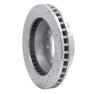 Cadillac DeVille Brake Rotor (1) - Front Right - R1 Concepts - Drilled & Slotted - Silver - `99-`20